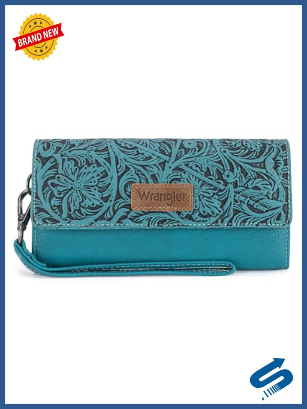 Vegan Leather Wristlet Wallet RFID Western Tooling Trifold Large